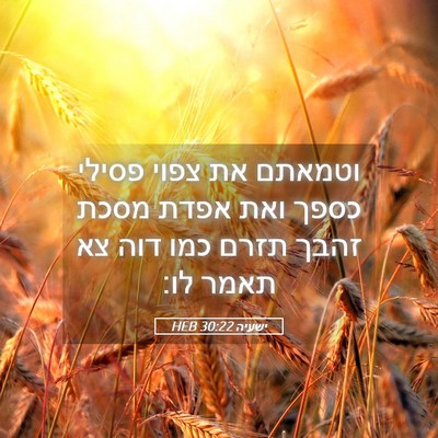 Picture 05 - ישעיה 30:22 HEB - וטמאתם את צפוי פסילי כספך - Bible Verse Picture