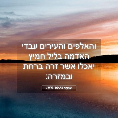 Picture 05 - ישעיה 30:24 HEB - והאלפים והעירים עבדי האדמה - Bible Verse Picture