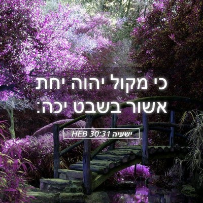 Picture 05 - ישעיה 30:31 HEB - כי מקול יהוה יחת אשור בשבט - Bible Verse Picture
