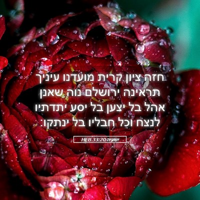 Picture 05 - ישעיה 33:20 HEB - חזה ציון קרית מועדנו עיניך - Bible Verse Picture