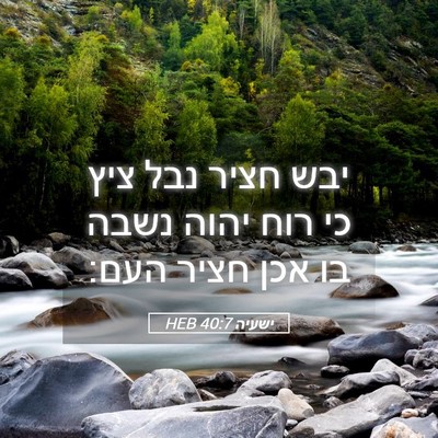 Picture 05 - ישעיה 40:7 HEB - יבש חציר נבל ציץ כי רוח - Bible Verse Picture