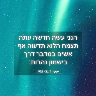 Picture 05 - ישעיה 43:19 HEB - הנני עשה חדשה עתה תצמח הלוא - Bible Verse Picture