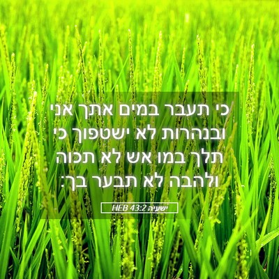 Picture 05 - ישעיה 43:2 HEB - כי תעבר במים אתך אני - Bible Verse Picture