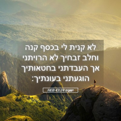 Picture 05 - ישעיה 43:24 HEB - לא קנית לי בכסף קנה וחלב - Bible Verse Picture