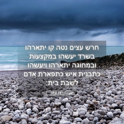 Picture 05 - ישעיה 44:13 HEB - חרש עצים נטה קו יתארהו בשרד - Bible Verse Picture