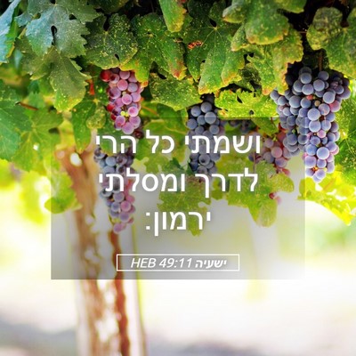 Picture 05 - ישעיה 49:11 HEB - ושמתי כל הרי לדרך ומסלתי - Bible Verse Picture