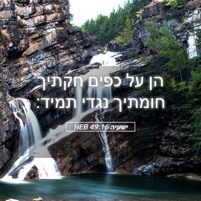 Picture 05 - ישעיה 49:16 HEB - הן על כפים חקתיך חומתיך - Bible Verse Picture