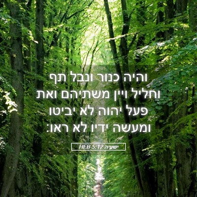 Picture 05 - ישעיה 5:12 HEB - והיה כנור ונבל תף וחליל - Bible Verse Picture