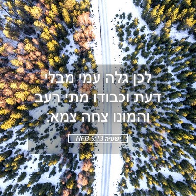 Picture 05 - ישעיה 5:13 HEB - לכן גלה עמי מבלי דעת וכבודו - Bible Verse Picture