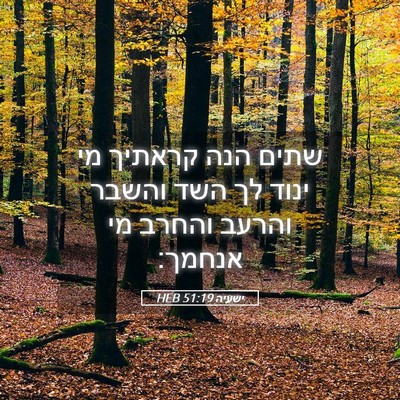 Picture 05 - ישעיה 51:19 HEB - שתים הנה קראתיך מי ינוד לך - Bible Verse Picture