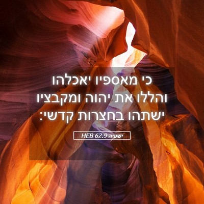 Picture 05 - ישעיה 62:9 HEB - כי מאספיו יאכלהו והללו את - Bible Verse Picture