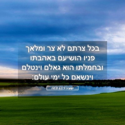 Picture 05 - ישעיה 63:9 HEB - בכל צרתם לא צר ומלאך פניו - Bible Verse Picture