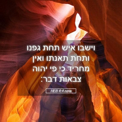 Picture 05 - מיכה 4:4 HEB - וישבו איש תחת גפנו ותחת - Bible Verse Picture