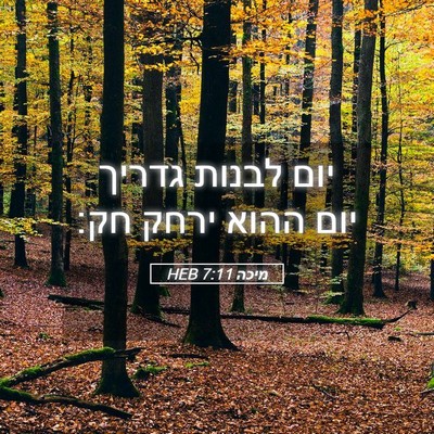 Picture 05 - מיכה 7:11 HEB - יום לבנות גדריך יום ההוא - Bible Verse Picture