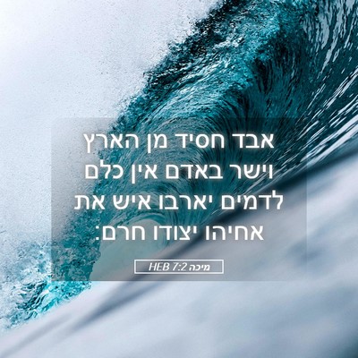 Picture 05 - מיכה 7:2 HEB - אבד חסיד מן הארץ וישר באדם - Bible Verse Picture