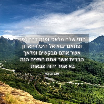 Picture 05 - מלאכי 3:1 HEB - הנני שלח מלאכי ופנה דרך - Bible Verse Picture