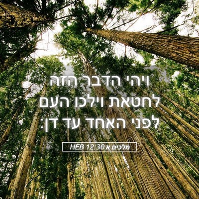 Picture 05 - מלכים א 12:30 HEB - ויהי הדבר הזה לחטאת וילכו - Bible Verse Picture