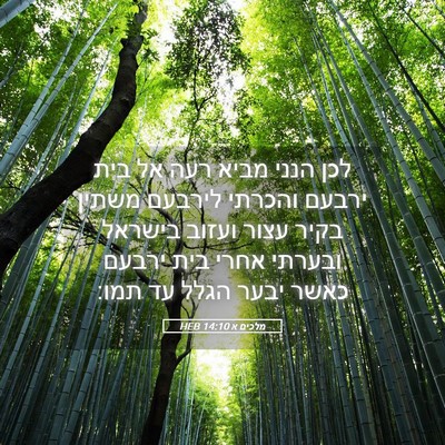 Picture 05 - מלכים א 14:10 HEB - לכן הנני מביא רעה אל בית - Bible Verse Picture