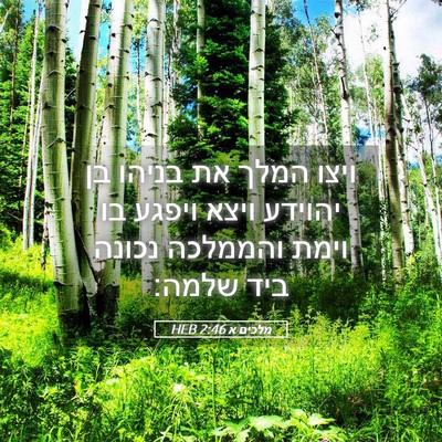 Picture 05 - מלכים א 2:46 HEB - ויצו המלך את בניהו בן - Bible Verse Picture
