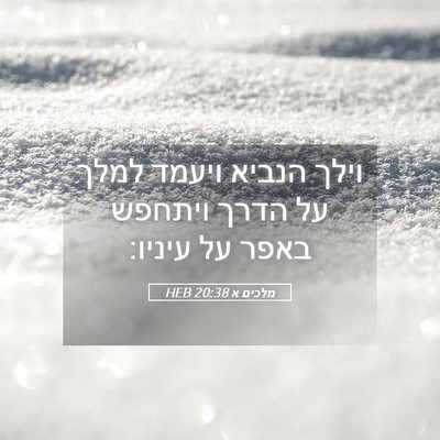 Picture 05 - מלכים א 20:38 HEB - וילך הנביא ויעמד למלך על - Bible Verse Picture