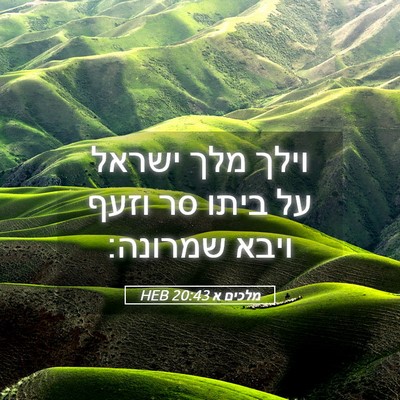 Picture 05 - מלכים א 20:43 HEB - וילך מלך ישראל על ביתו סר - Bible Verse Picture