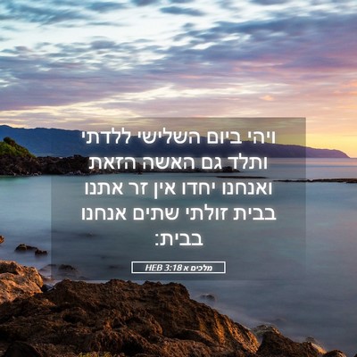 Picture 05 - מלכים א 3:18 HEB - ויהי ביום השלישי ללדתי - Bible Verse Picture