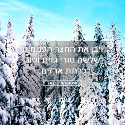Picture 05 - מלכים א 6:36 HEB - ויבן את החצר הפנימית שלשה - Bible Verse Picture