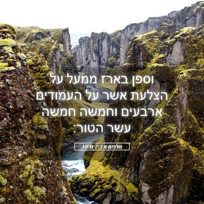 Picture 05 - מלכים א 7:3 HEB - וספן בארז ממעל על הצלעת אשר - Bible Verse Picture