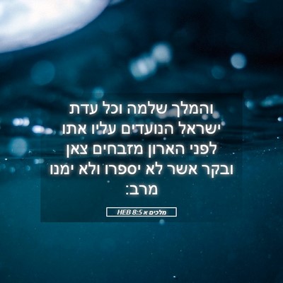 Picture 05 - מלכים א 8:5 HEB - והמלך שלמה וכל עדת ישראל - Bible Verse Picture