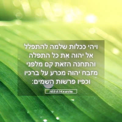 Picture 05 - מלכים א 8:54 HEB - ויהי ככלות שלמה להתפלל אל - Bible Verse Picture