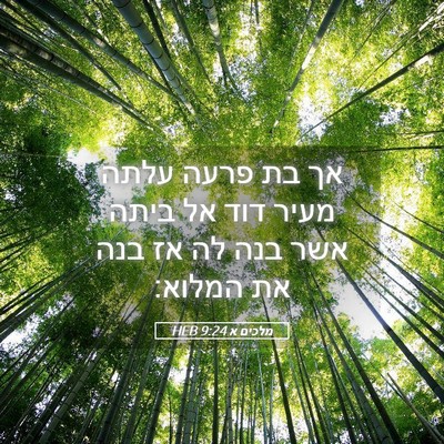 Picture 05 - מלכים א 9:24 HEB - אך בת פרעה עלתה מעיר דוד אל - Bible Verse Picture