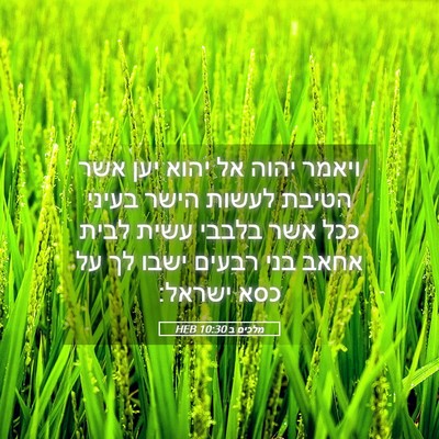 Picture 05 - מלכים ב 10:30 HEB - ויאמר יהוה אל יהוא יען אשר - Bible Verse Picture
