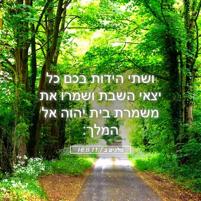 Picture 05 - מלכים ב 11:7 HEB - ושתי הידות בכם כל יצאי השבת - Bible Verse Picture