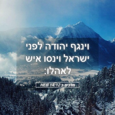 Picture 05 - מלכים ב 14:12 HEB - וינגף יהודה לפני ישראל - Bible Verse Picture