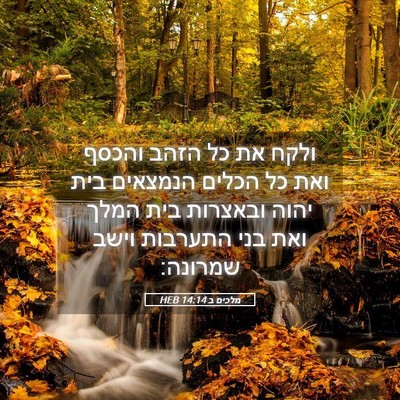 Picture 05 - מלכים ב 14:14 HEB - ולקח את כל הזהב והכסף ואת - Bible Verse Picture
