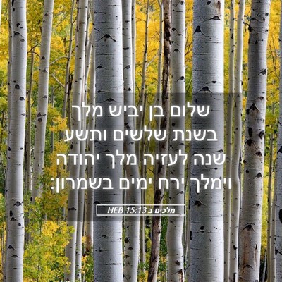 Picture 05 - מלכים ב 15:13 HEB - שלום בן יביש מלך בשנת שלשים - Bible Verse Picture
