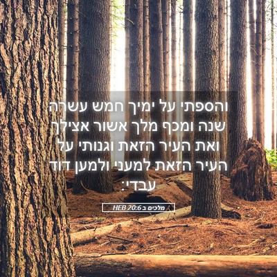 Picture 05 - מלכים ב 20:6 HEB - והספתי על ימיך חמש עשרה שנה - Bible Verse Picture