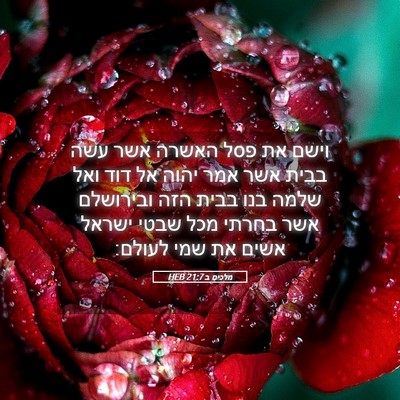 Picture 05 - מלכים ב 21:7 HEB - וישם את פסל האשרה אשר עשה - Bible Verse Picture