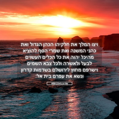 Picture 05 - מלכים ב 23:4 HEB - ויצו המלך את חלקיהו הכהן - Bible Verse Picture