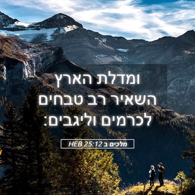 Picture 05 - מלכים ב 25:12 HEB - ומדלת הארץ השאיר רב טבחים - Bible Verse Picture