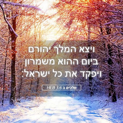 Picture 05 - מלכים ב 3:6 HEB - ויצא המלך יהורם ביום ההוא - Bible Verse Picture