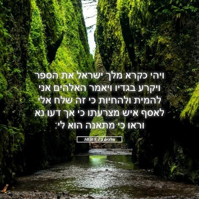 Picture 05 - מלכים ב 5:7 HEB - ויהי כקרא מלך ישראל את הספר - Bible Verse Picture