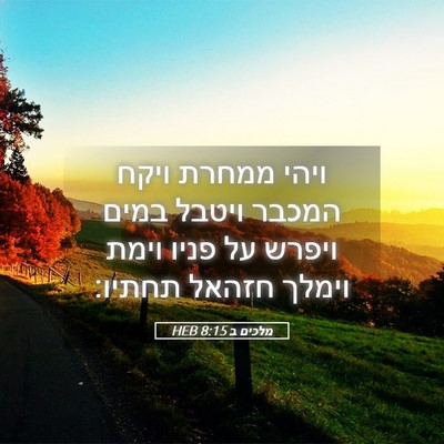 Picture 05 - מלכים ב 8:15 HEB - ויהי ממחרת ויקח המכבר - Bible Verse Picture