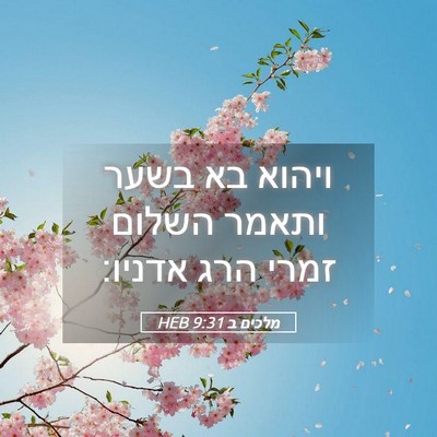 Picture 05 - מלכים ב 9:31 HEB - ויהוא בא בשער ותאמר השלום - Bible Verse Picture
