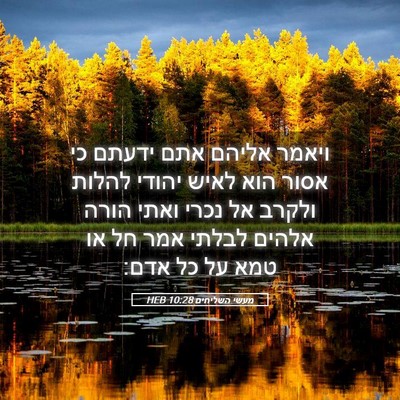 Picture 05 - מעשי השליחים 10:28 HEB - ויאמר אליהם אתם ידעתם כי - Bible Verse Picture