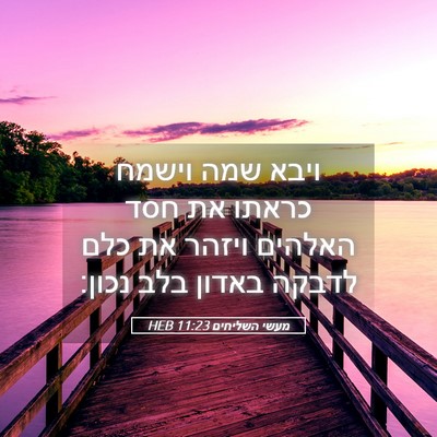 Picture 05 - מעשי השליחים 11:23 HEB - ויבא שמה וישמח כראתו את חסד - Bible Verse Picture