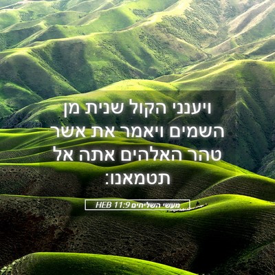 Picture 05 - מעשי השליחים 11:9 HEB - ויענני הקול שנית מן השמים - Bible Verse Picture