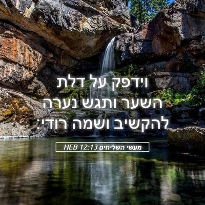 Picture 05 - מעשי השליחים 12:13 HEB - וידפק על דלת השער ותגש נערה - Bible Verse Picture
