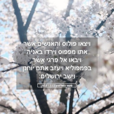 Picture 05 - מעשי השליחים 13:13 HEB - ויצאו פולוס והאנשים אשר - Bible Verse Picture