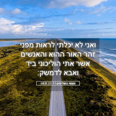 Picture 05 - מעשי השליחים 22:11 HEB - ואני לא יכלתי לראות מפני - Bible Verse Picture